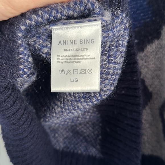 Anine Bing “raif” Leopard Animal Print Oversized Mohair Merino Wool Sweater L - Picture 9 of 9